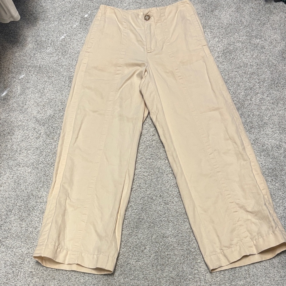 Loft Beige Wide-Leg Pants